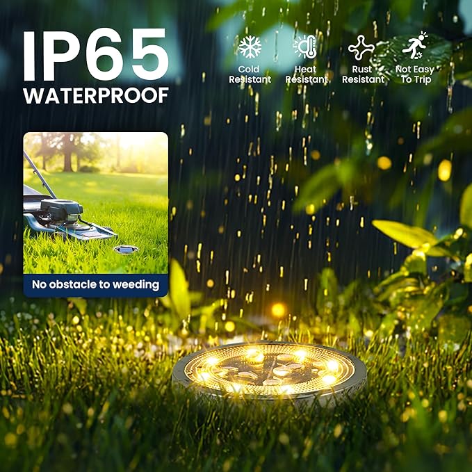 SOLPEX 16 Pack Solar Ground Lights Outdoor Waterproof, Solar Powered Pathway Lights, Landscape Lighting for Garden Walkway Driveway Backyard Decor (Warm White)