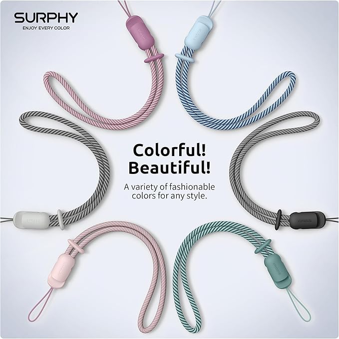 SURPHY 3 Pack Phone Wrist Strap with CellPhone Tether Tab, Cellphone Lanyard, Phone Strap with 2-Color Braided, Wrist Lanyard