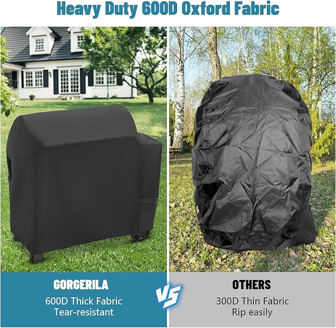 Cover for Weber Searwood XL 600 Wood Pellet Grill, Heavy Duty Smoker Grill Cover Waterproof Weather Resistant Outdoor