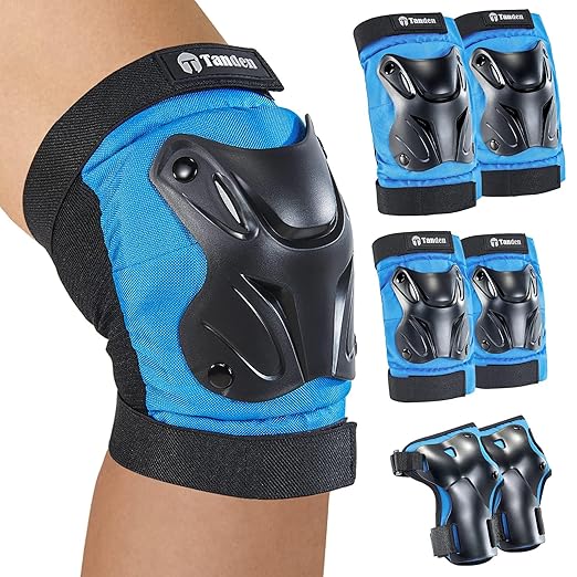 Skating Protective Gear Youth Knee and Elbow Pads Wrist Guards for Roller Skating Skateboarding, Skate Pads Youth Knee Pads Blue
