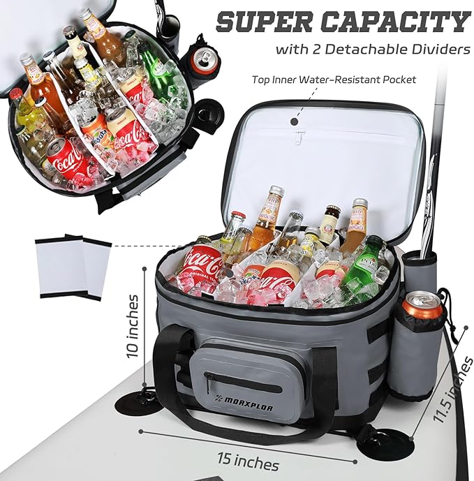 Waterproof Shell 24 cans Paddle Board Cooler Bag, Sup Deck,Kayak Cooler Bag Accessories