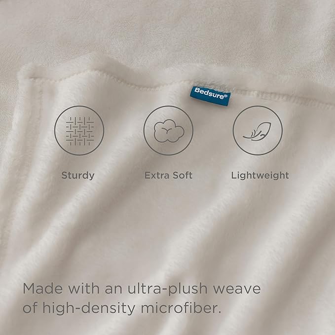 Bedsure Fleece Blanket King Size Linen - 280GSM Soft Lightweight Plush Cozy Blankets for Bed, Sofa, Couch, Travel, Camping