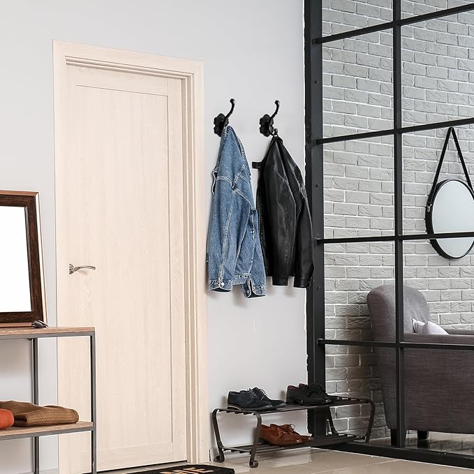 Zonon 4 Pcs Black Wall Hooks Set Vintage Coat & Towel Hooks