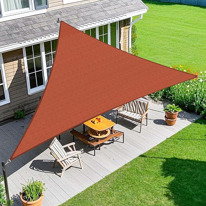 Amagenix Sun Shade Sail 7X8X10.6 Curved Edge Outdoor Shade Canopy Rust Red Breathable 95% UV Block Shade Cloth for Patio Garden Backyard (We Make Custom Size)