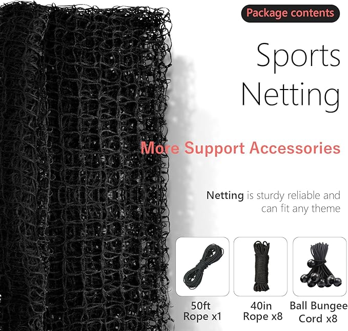 Storgem Baseball Softball Backstop Nets, Sports Netting, Sports Barrier Netting, Heavy Duty Sports Nets Netting Knotless for Playing Field, Backyard or Garage