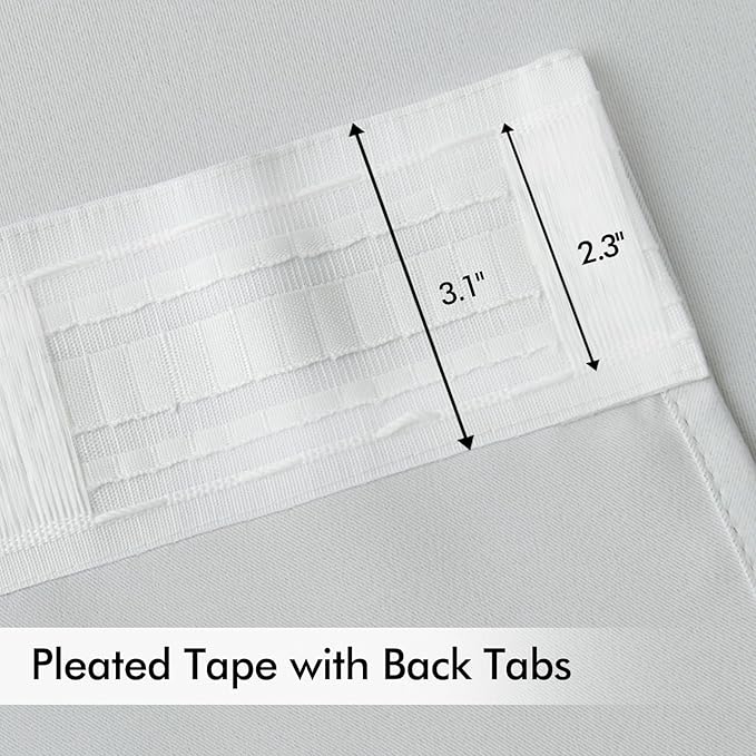 MIULEE Back Tab Light Blocking Curtains 108 Inch Long 2 Panels Set
