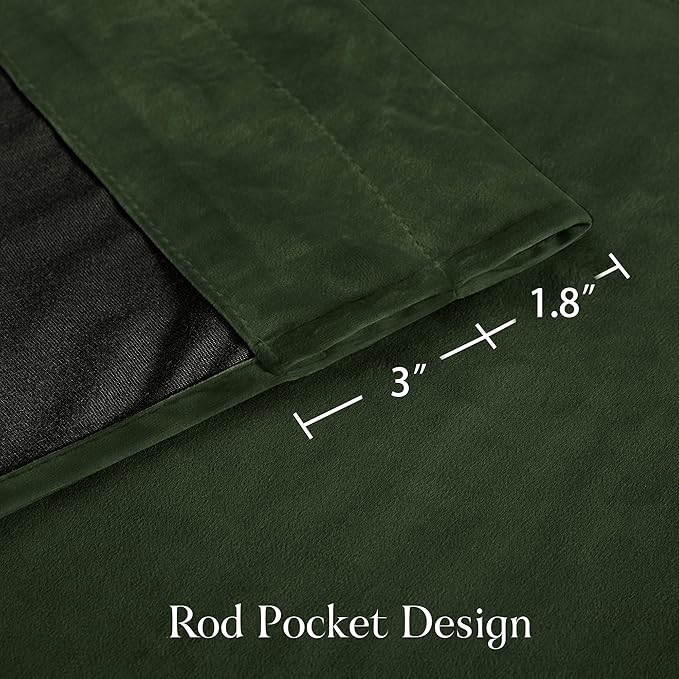 NICETOWN Olive Green 90 inch Long Velvet Curtains