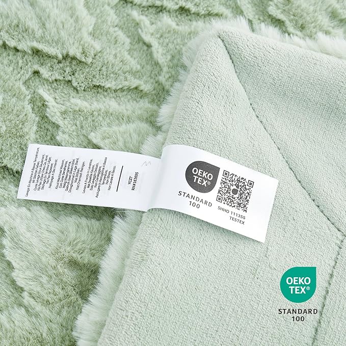 Cozy Bliss Faux Fur Throw Blanket for Couch - Soft Fuzzy Cozy Throw Gift Blankets for Women,Sage Green Boho Blanket for Sofa Bedroom Living Room.60 * 80 Inches