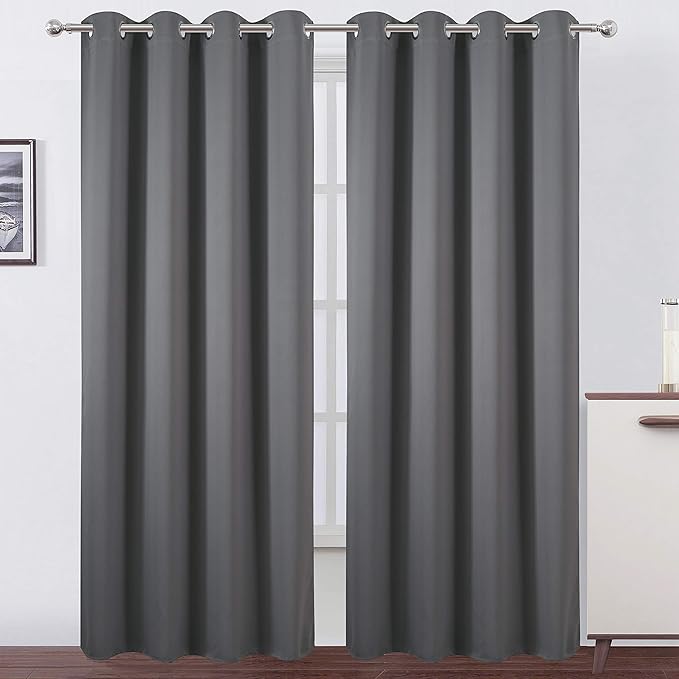 LEMOMO Blackout Curtains 66 x 84 inch/Frost Grey Curtains Set of 2