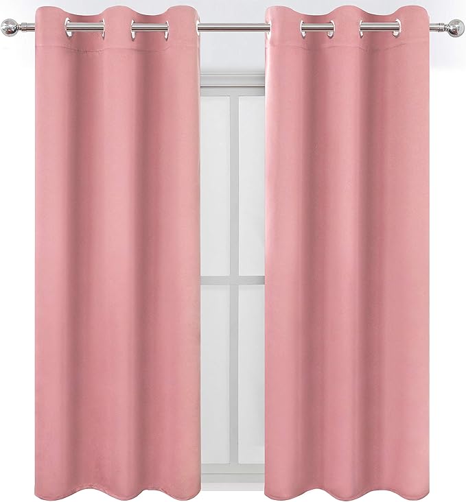 LEMOMO Pink Blackout Curtains 40 x 63 Inch Length/Set of 2 Curtain