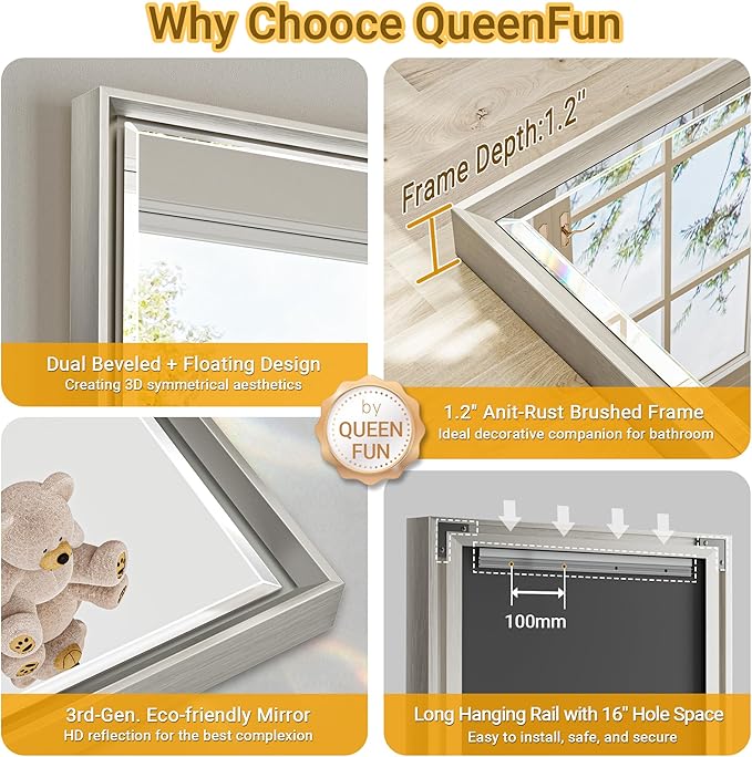 Brushed Nickel Bathroom Mirror, Bathroom Mirrors