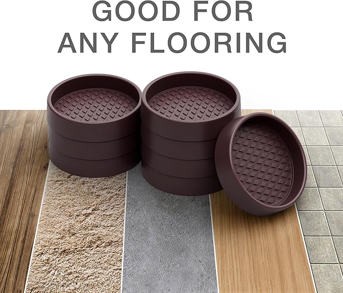Furniture Cups X-PROTECTOR – 2.5" Caster Cups 8 PCS – Round Furniture Coasters – Ideal Bed Stoppers – Non Skid Furniture Pads with a Perfect Design – Rubber Furniture Pads - Protect Any Flooring!