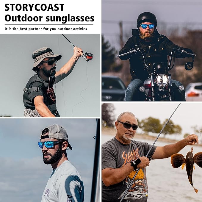 STORYCOAST Polarized Sports Sunglasses for Men Women Unbreakable Frame Cycling Fishing Driving