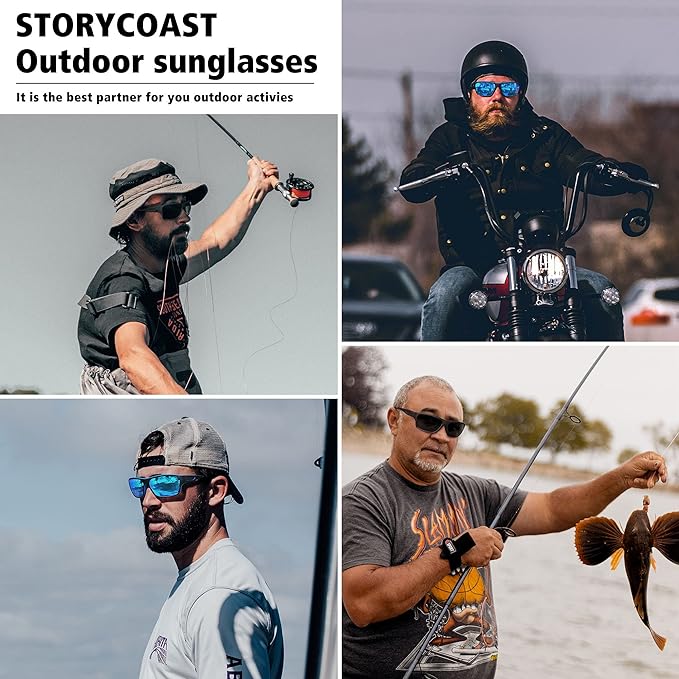 STORYCOAST Polarized Sports Sunglasses for Men Women Unbreakable Frame Cycling Fishing Driving
