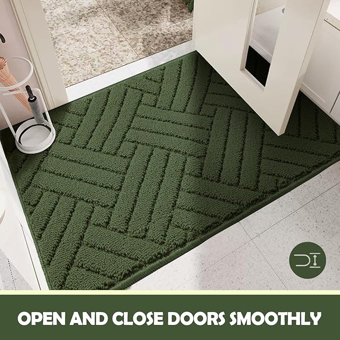 Door Mat Indoor Doormat, Entryway Rug Door Mats Non-Slip Rubber Backing,Heavy Duty Low-Profile Entrance Rugs, Absorbent Resist Dirt Doormats Floor Door mat for Entryway,Green 32"x48"
