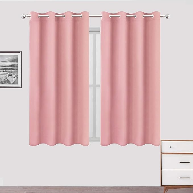LEMOMO Pink Thermal Blackout Curtains/52 x 54 Inch/Set of 2 Panels Room
