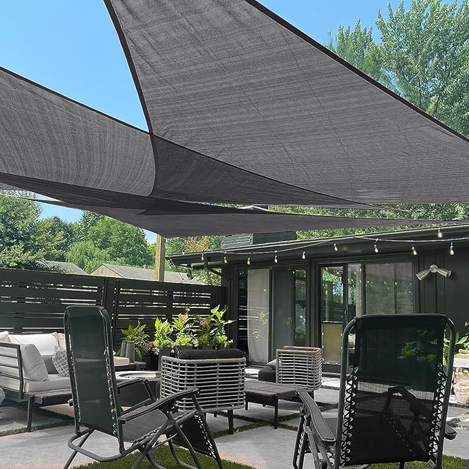 LOVE STORY Custom Size 9'x12'x15' Dark Grey Sun Shade Sail Right Triangle Sunhsade Fabric Awning Canopy for Patio Backyard Carport Pergola (Customized)