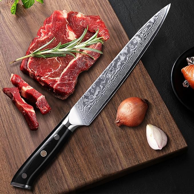 Professional Sashimi Knives 8 Inch - Slicing Knife Classic Damascus Japanese VG-10 Steel Kitchen Chef Knife