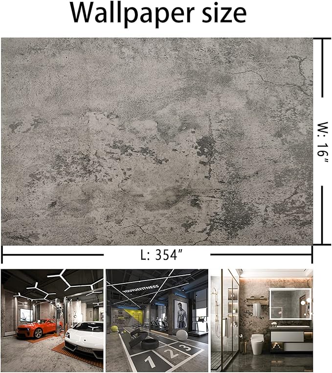 BAYYA Concrete Wallpaper Peel and Stick Grey Cement Contact Paper Industrial