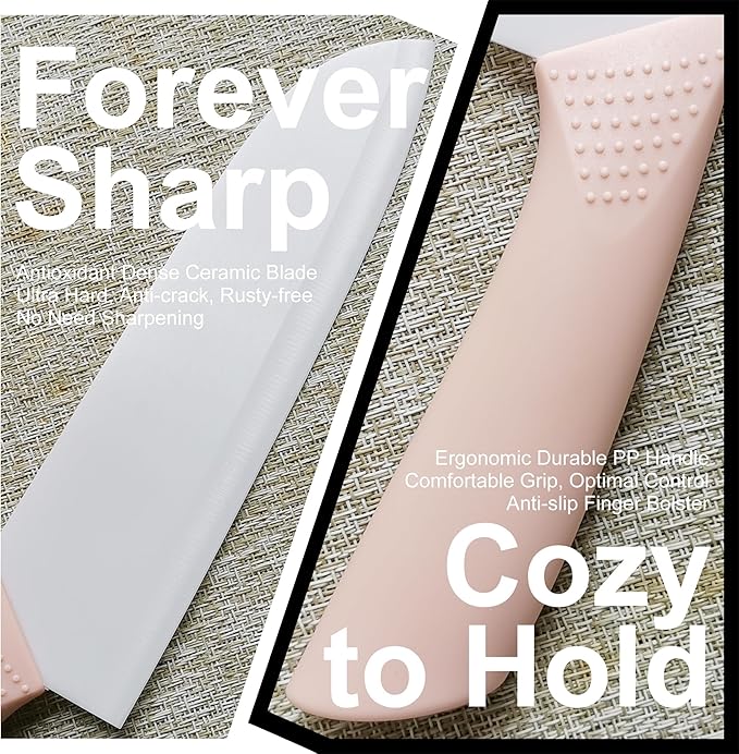 Ceramic Knife - 7 inch Chef's Santoku Knife - Sharp Ceramic Kitchen Knife with Sheath Cover
