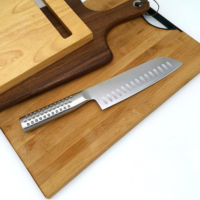 MATTSTONE HILL 7" Hollow Edge Asian Chef's Knife - German Steel, 304 Stainless Steel Handle