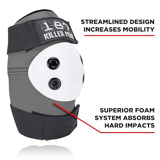 187 Killer Pads Knee Pads, Elbow Pads Combo Pack, Grey, X-Small