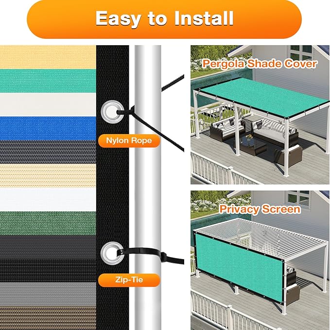 Artpuch Outdoor Pergola Shade Cover 6' X 14' Sun Shade Cloth with Grommets, 90% UV Protection Canopy Patio Privacy Screen (Customized Available) GN107, Turquoise