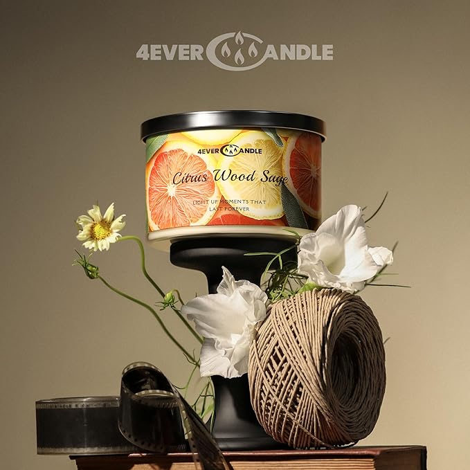 Soy Wax Blend Candle for Home, 4-Wick Candles in Citrus Wood Sage, Aromatherapy Candles Gift for Parties, Relaxing, Over 50 Hours of Burn Time, 18oz