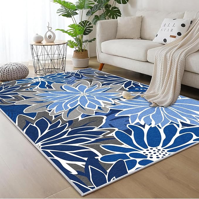 ZonLi Colorful Outdoor Rug 5x8Ft Waterproof Multicolored Indoor Area Rug Washable Outdoor Patio Rugs Tropical Floral Non Slip Outdoor Carpet for Living Room, Pool,Backyard,Deck,Camping
