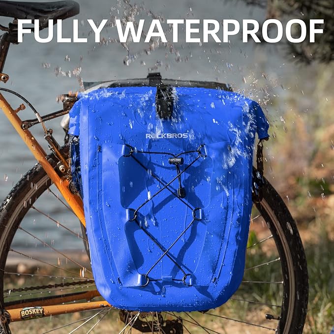 ROCKBROS Bike Panniers Waterproof Bike Rear Rack Bag Max 30L Large Capacity Bike Rear Panniers for Cycling Traveling Commuting
