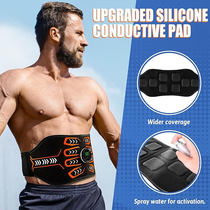 Electronic Muscle Stimulator, Abs Stimulator Muscle Toner, Ab Machine Trainer for All Body, Rechargeble for Fitness Strength Training Workout Equipment for Men and Women(Waist + Arms)