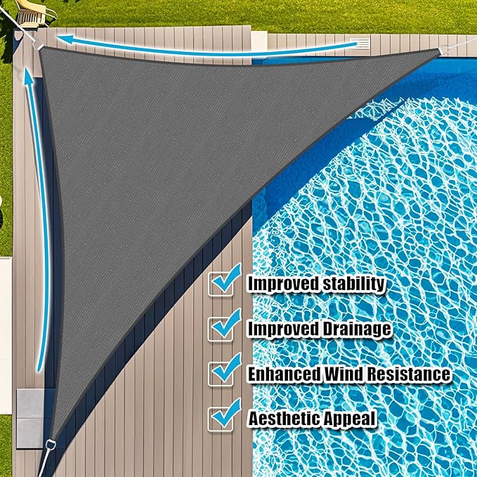 Amagenix Sun Shade Sail 28'X28'X28' Curved Edge Outdoor Shade Canopy Dark Grey Breathable 95% UV Block Shade Cloth for Patio Garden Backyard (We Make Custom Size)