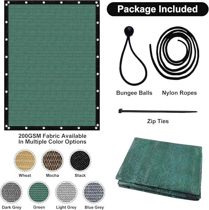 Artpuch 90% Sun Shade Cloth, 6 x 16 FT Pergola Shade Cover Canopy with Grommets, Sun Screen Fabric Tarp for Patio, Outdoor, Garden, Backyard, Green