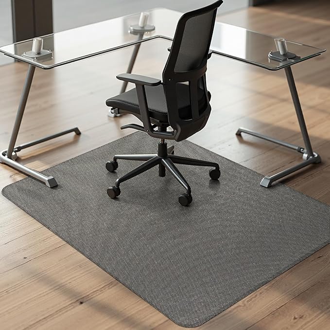 Kuyal Office Chair Mat for Hardwood Floor,44" x 58" Heavy Duty Desk Chair Mat for Office & Home, Anti Slip, Non-Curve Computer Chair Protector Mat, Light Brown