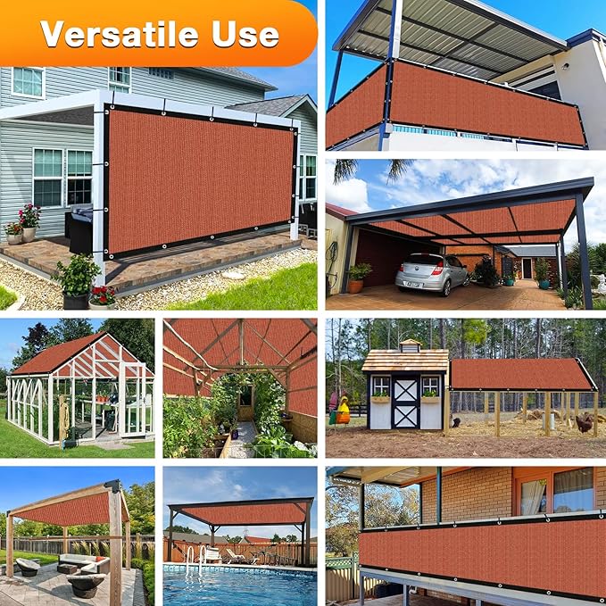 Artpuch 90% Sun Shade Cloth, 14 x 24 FT Pergola Shade Cover Canopy with Grommets, Sun Screen Fabric Tarp for Patio, Outdoor, Garden, Backyard, Rust Red