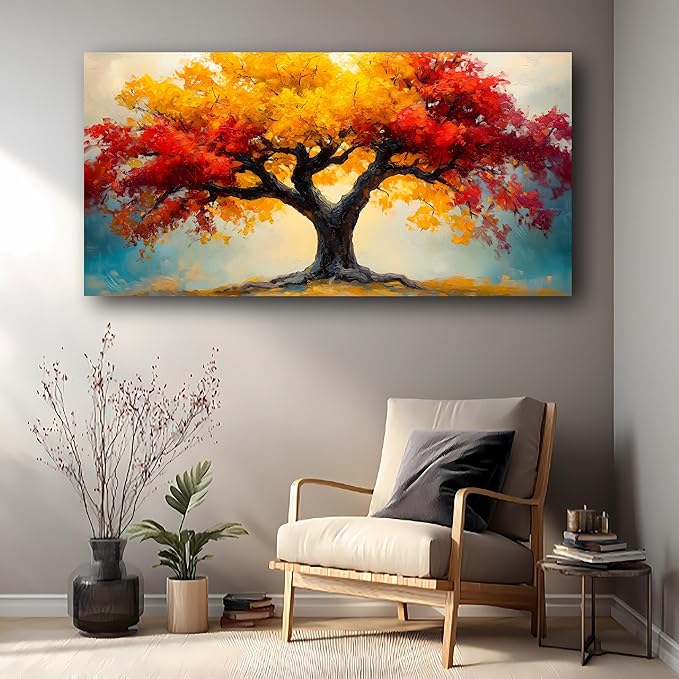 Abstract Wall Art Canvas Print Tree of Life Painting Bathroom Decor Paintings Modern Style Living Room Bedroom Office Home Kitchen Decor Nature Landscape Artwork Wooden Frame 20x40 inches