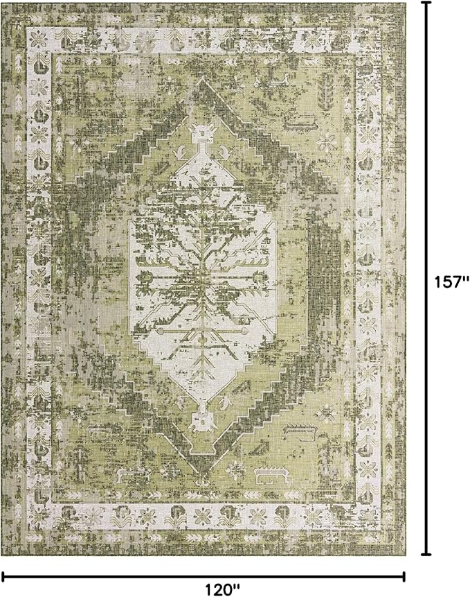 Unique Loom Outdoor Traditional Collection Area Rug - Valeria (10' x 13' 1" Rectangle, Green/ Light Green)