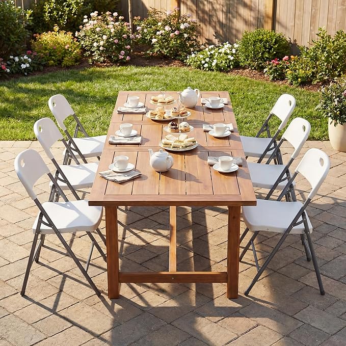 DUMOS 10 Pack Folding Chairs Heavy Duty - Plastic Stackable Portable Dining Chairs Set, Wedding, Party, Patio, Garden, for Indoor Outdoor, for Home and Office, Conference, White