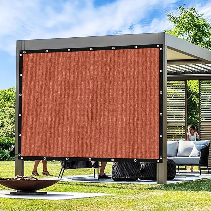 Artpuch 90% Sun Shade Cloth, 7 x 12 FT Pergola Shade Cover Canopy with Grommets, Sun Screen Fabric Tarp for Patio, Outdoor, Garden, Backyard, Rust Red