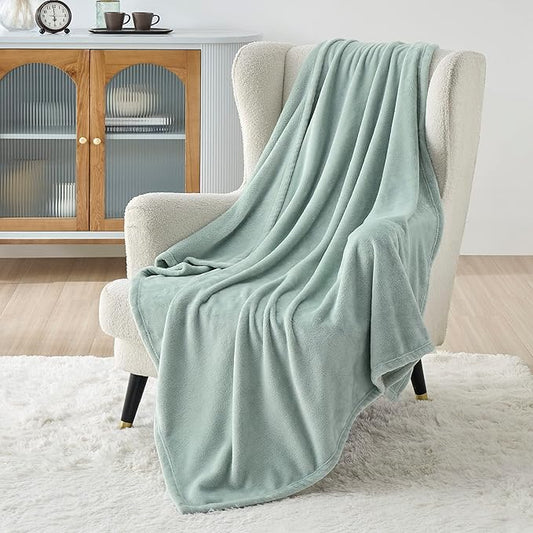 Bedsure Fleece Blanket Twin Size Sage Green - 300GSM Lightweight Plush Fuzzy Cozy Soft Warm Blanket for Bed, Sofa, Couch, Travel, Camping, 60x80 inches