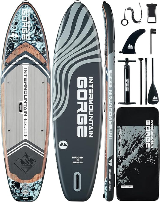 11'x34 Ultra Wide Paddleboard, Inflatable SUP&430lb Capacity for All Skill, Stand-up Paddle Board for Yoga/Family, EVA Deck, US Fin, High-Pressure Pump, 100L Bag, Safety Leash