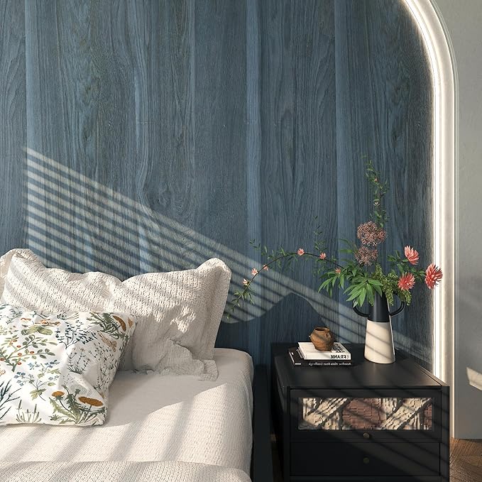 Peacock Blue Wallpaper Wood Grain Contact Paper