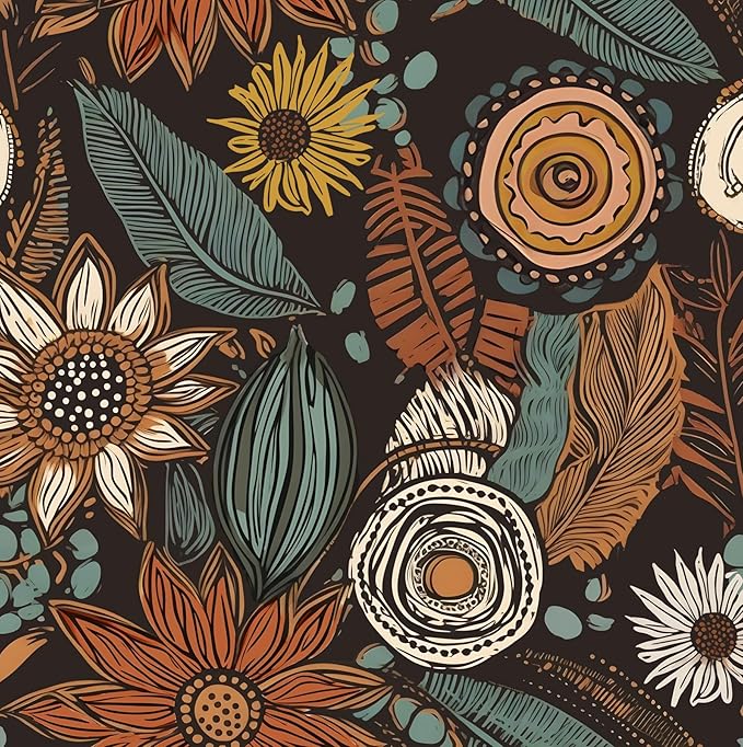 Laatse Boho Wallpaper Peel and Stick, Vintage Floral Contact Paper 17.5" x