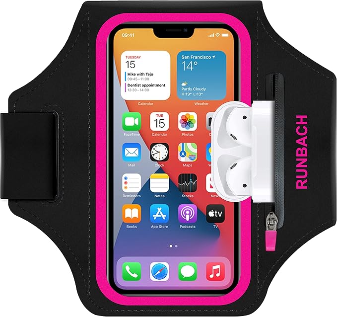 Armband for Samsung Galaxy S25 Ultra/S24 Ultra/S23 Ultra/S22 Ultra/S21 Ultra/S20 Ultra/S25+/S24+/S23+/S22+/S21+/S20+/S10+/S9+/S8+, with Zipper Pocket for for Galaxy Buds (Pink)