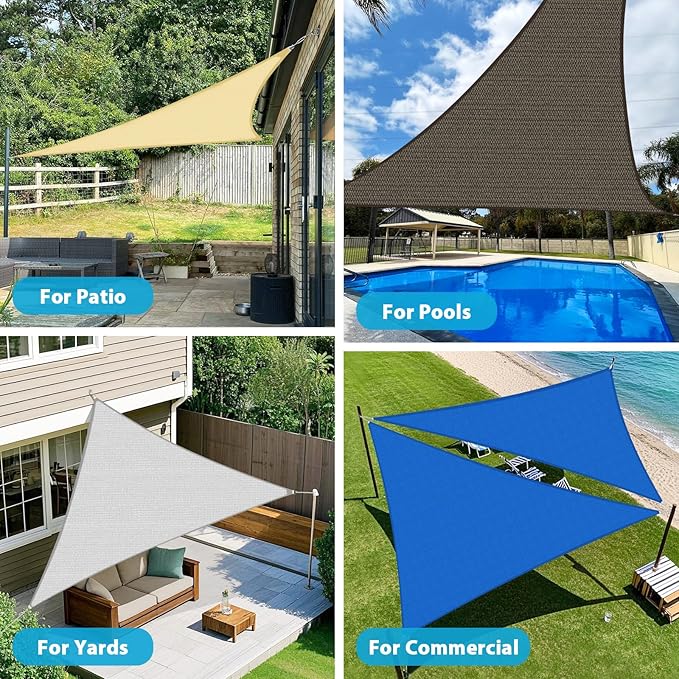 Amagenix Sun Shade Sail 8'X8'X10' Curved Edge Outdoor Shade Canopy White Breathable 95% UV Block Shade Cloth for Patio Garden Backyard (We Make Custom Size)