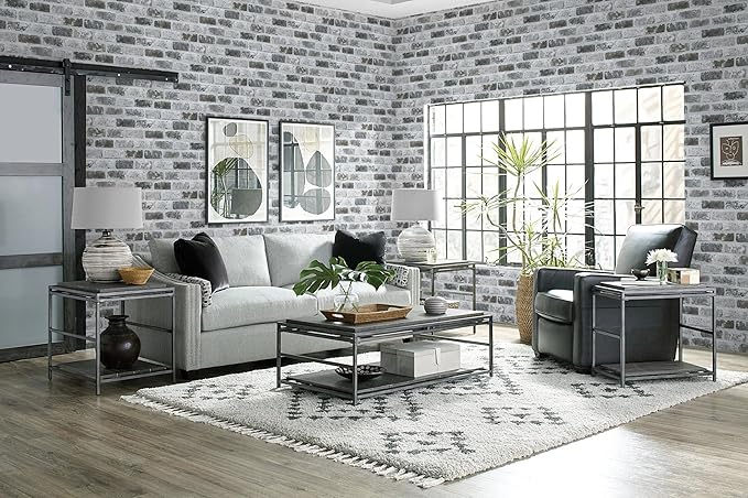 Guvana 17.3"×197" Brick Peel and Stick Wallpaper Grey Brick Contact Paper Self