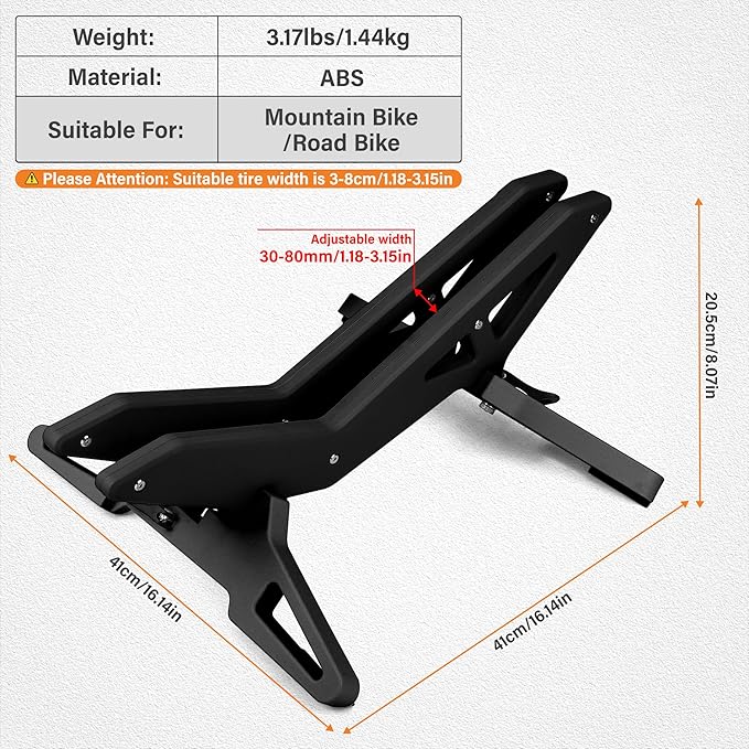 Adjustable Bike Parking Stand Fits 16-29 Inch Bicycles, Compatible with 23c-3.0 Tire Width – Heavy-Duty Plastic, Easy Installation, Stylish Two-Tone Design (Black(2 Pack))