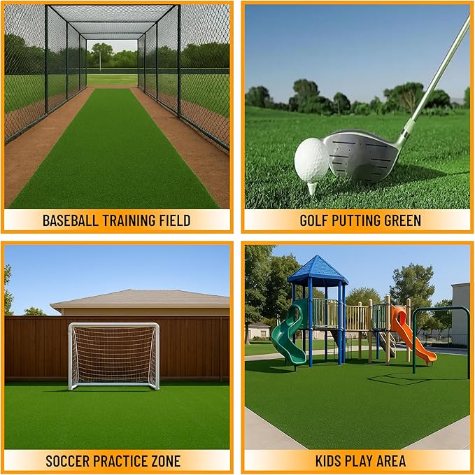 Ottomanson Artificial Turf Golf Hitting Mat 6' x 6'6" Indoor/Outdoor Waterproof Synthetic Fake Grass for Putting Practice Baseball Football Sports Gym Backyard, Custom Size 2' up to 30'