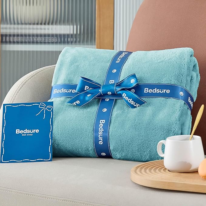 Bedsure Fleece Throw Blanket for Couch River Blue - Lightweight Plush Fuzzy Cozy Soft Blankets and Throws for Sofa, 50x60 inches