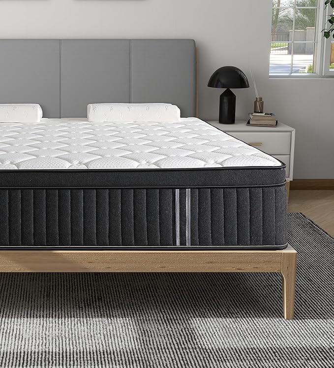Queen Mattress,12 Inch Queen Size Mattresses Memory Foam Hybrid Black Mattress in a Box,with Provide Support and Improve Sleep Mattresses,Medium Firm.